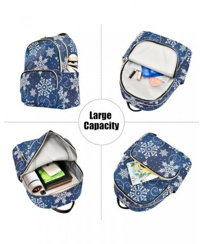 Christmas Blue Snowflake Fashion Travel Backpack for Women Multi Pockets Lightweight Purse for Women-S Multicolor Small $15.5...