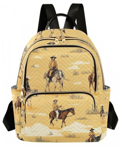 American Wild West Desert Cowboy Backpack for Women Fashion Shoulder Bags Small Casual Daypack Travel Bag S 202a5086 M(11.4"x...