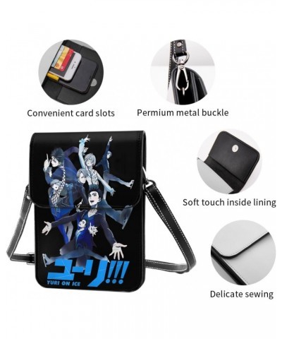 Anime Small Cell Phone Purse Yuri On Ice Fashion Womens Crossbody Cellphone Bag Mini Shoulder Bag 7.5x5.3 Inches $15.29 Cross...