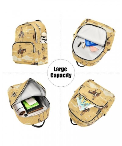 American Wild West Desert Cowboy Backpack for Women Fashion Shoulder Bags Small Casual Daypack Travel Bag S 202a5086 M(11.4"x...