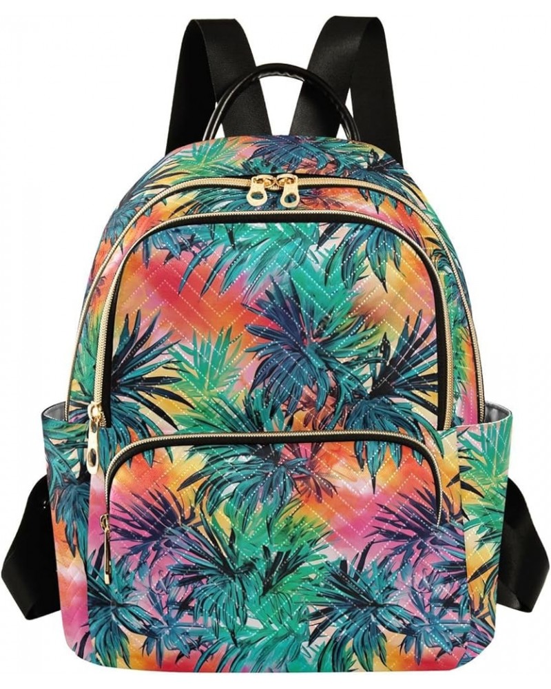 Tropical Palm Tree Tie Dye Backpack Purse for Women Small Travel Bag Fashion Daypack M 202a3542 M(11.4"x6.1"x14.17") 202a3542...