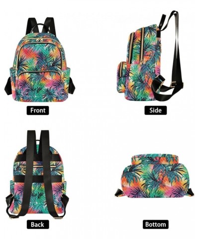 Tropical Palm Tree Tie Dye Backpack Purse for Women Small Travel Bag Fashion Daypack M 202a3542 M(11.4"x6.1"x14.17") 202a3542...