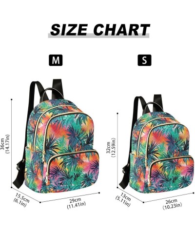 Tropical Palm Tree Tie Dye Backpack Purse for Women Small Travel Bag Fashion Daypack M 202a3542 M(11.4"x6.1"x14.17") 202a3542...