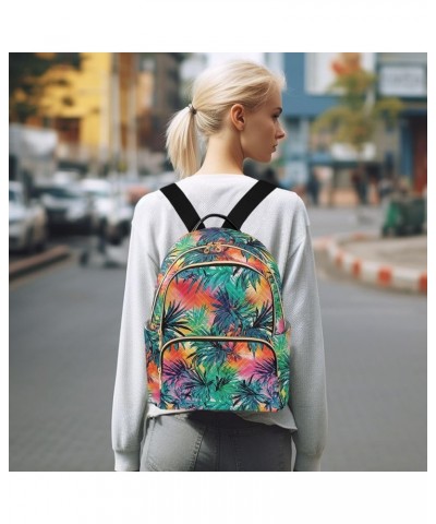 Tropical Palm Tree Tie Dye Backpack Purse for Women Small Travel Bag Fashion Daypack M 202a3542 M(11.4"x6.1"x14.17") 202a3542...