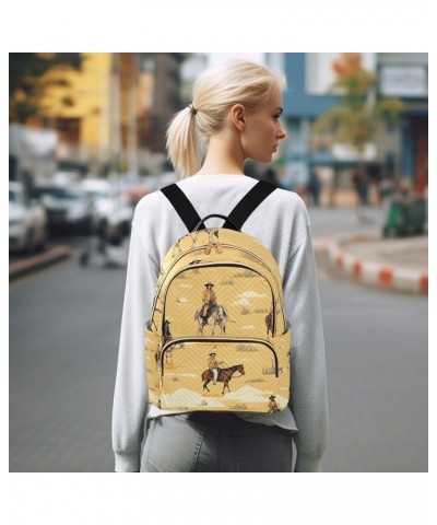 American Wild West Desert Cowboy Backpack for Women Fashion Shoulder Bags Small Casual Daypack Travel Bag S 202a5086 M(11.4"x...