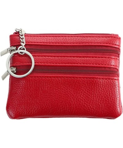 Coin Wallet Korean Money Bag Classic Simple Small Purse Wallets Multilayer Multifunctional Cute Leather Card Wallet(red) Red ...