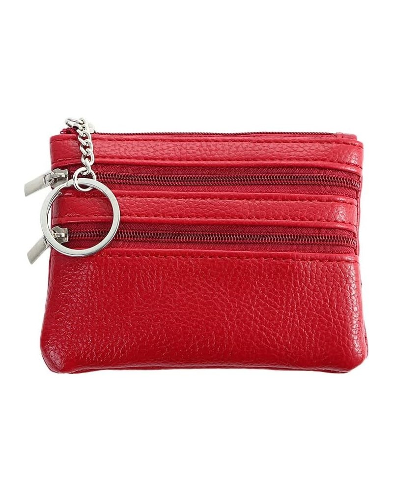 Coin Wallet Korean Money Bag Classic Simple Small Purse Wallets Multilayer Multifunctional Cute Leather Card Wallet(red) Red ...