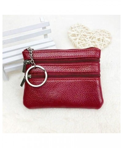 Coin Wallet Korean Money Bag Classic Simple Small Purse Wallets Multilayer Multifunctional Cute Leather Card Wallet(red) Red ...