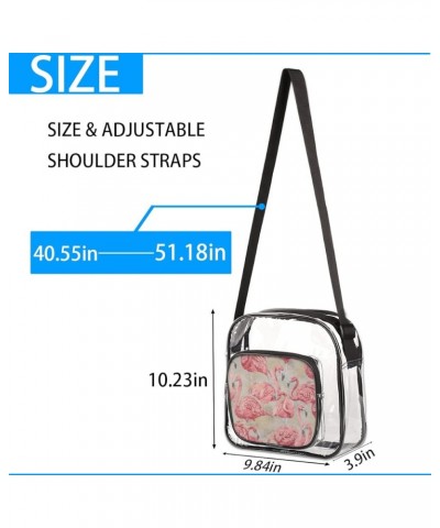 Retro Bird Flamingo Clear Crossbody Bag Clear Messenger Bag Shoulder Bags Clear Purse Stadium Approved Retro Bird Flamingo $1...