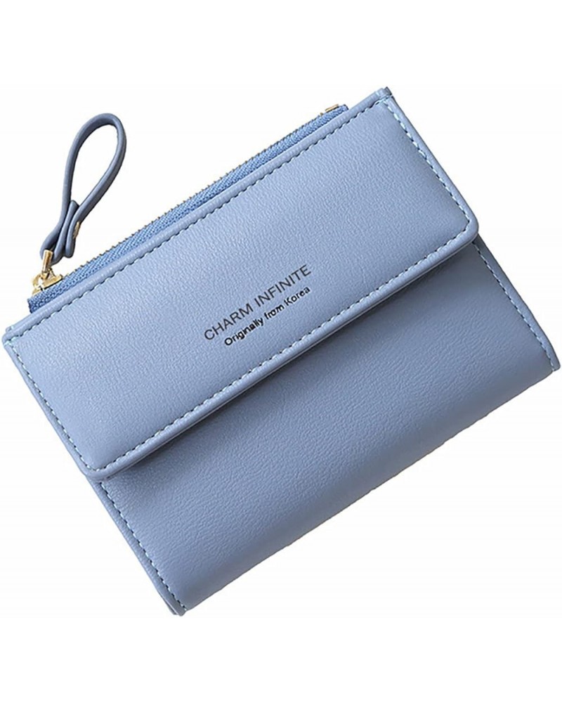 Wallet Women, RFID Blocking Leather Bifold Purse with ID Window Blue $10.39 Wallets