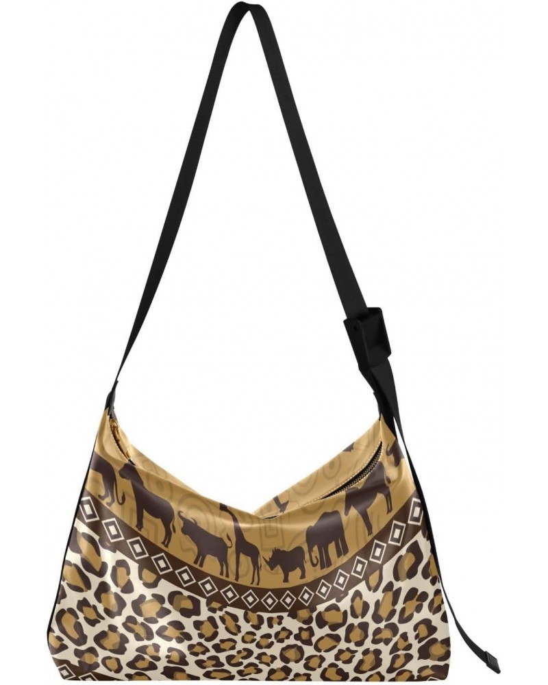 Large Crossbody Bag Wild Animals Leopard Print PU Leather Shoulder Bag for Women Girls $19.46 Crossbody Bags