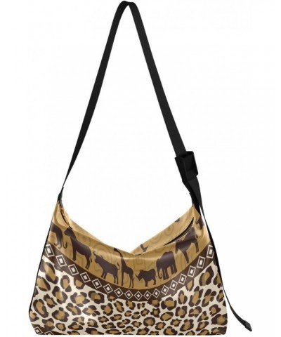 Large Crossbody Bag Wild Animals Leopard Print PU Leather Shoulder Bag for Women Girls $19.46 Crossbody Bags