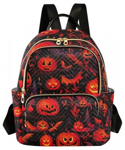 Orange of Halloween Creatures Fashion Backpack, Women Backpack for Travel, Multipurpose Bags for Women, S Halloween With Spoo...