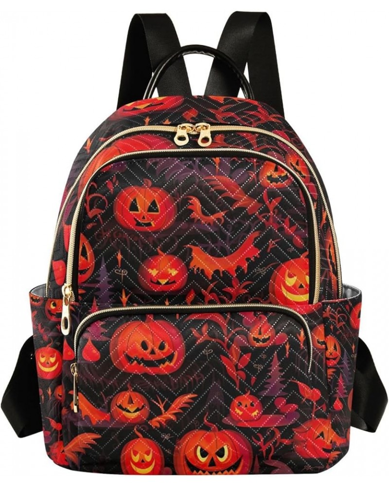 Orange of Halloween Creatures Fashion Backpack, Women Backpack for Travel, Multipurpose Bags for Women, S Halloween With Spoo...