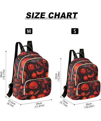 Orange of Halloween Creatures Fashion Backpack, Women Backpack for Travel, Multipurpose Bags for Women, S Halloween With Spoo...