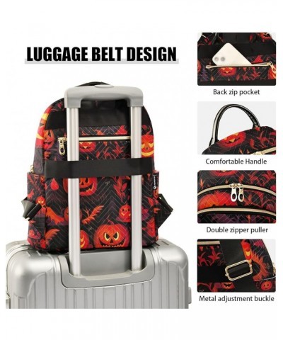 Orange of Halloween Creatures Fashion Backpack, Women Backpack for Travel, Multipurpose Bags for Women, S Halloween With Spoo...