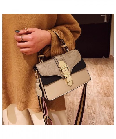 Fashion Suede Top Handle Crossbody Satchel for Women Handbags Purse Casual Classic Shoulder Bag Totes Khaki $14.40 Totes