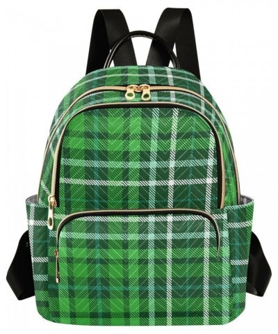 Mini Backpack for Women, Plaid Check Forest Green Travel Backpack Purse for Ladies, Small Bookbag Daypack Shoulder Bag S Mult...