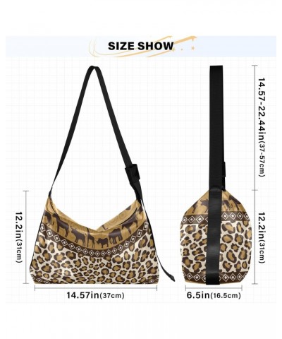 Large Crossbody Bag Wild Animals Leopard Print PU Leather Shoulder Bag for Women Girls $19.46 Crossbody Bags