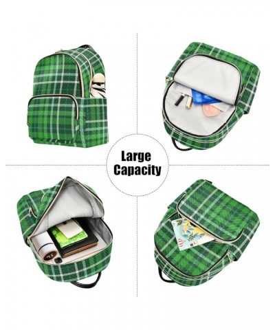 Mini Backpack for Women, Plaid Check Forest Green Travel Backpack Purse for Ladies, Small Bookbag Daypack Shoulder Bag S Mult...