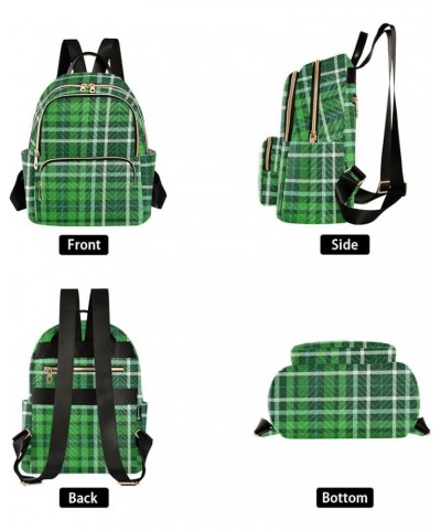 Mini Backpack for Women, Plaid Check Forest Green Travel Backpack Purse for Ladies, Small Bookbag Daypack Shoulder Bag S Mult...