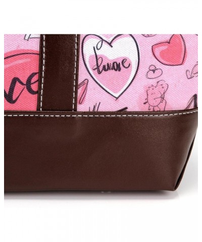 Valentine's Day Canvas Leather Mix Crossbody Bag - Stylish Hand-Held Purse with Adjustable Strap - 13.3x4.7x12.2 in Size $25....