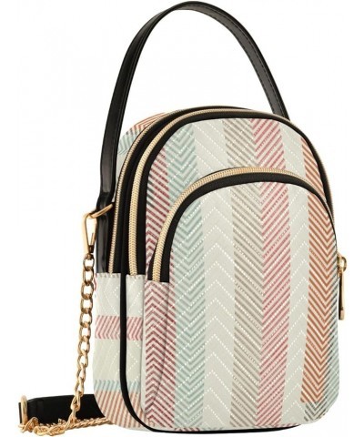 Women's Crossbody Bag, Blue Stripe Three Zipper Design Handbag Shoulder Bag Wallet Color154 $11.96 Crossbody Bags