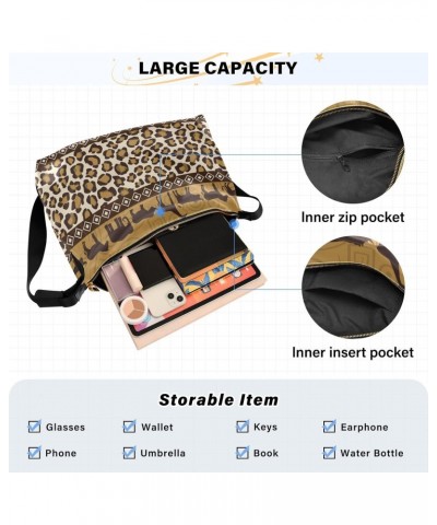 Large Crossbody Bag Wild Animals Leopard Print PU Leather Shoulder Bag for Women Girls $19.46 Crossbody Bags