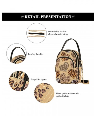 Leopard Hearts Multi Pockets Crossbody Bags for Women Zip Cell Phone Purse Wallet Bag with Detachable Shoulder Strap Cross Bo...