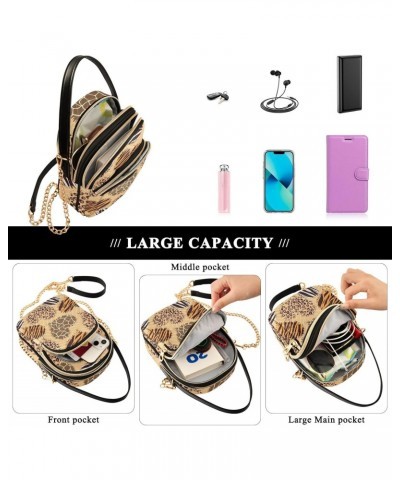 Leopard Hearts Multi Pockets Crossbody Bags for Women Zip Cell Phone Purse Wallet Bag with Detachable Shoulder Strap Cross Bo...