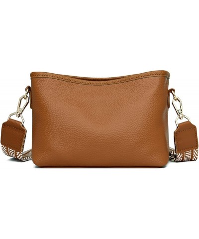 Crossbody Bags for Women Small Genuine Leather Shoulder Purse Cross Body Bag with Wristlet Top Zipper Type 6 Brown $11.96 Cro...