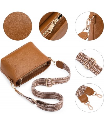 Crossbody Bags for Women Small Genuine Leather Shoulder Purse Cross Body Bag with Wristlet Top Zipper Type 6 Brown $11.96 Cro...