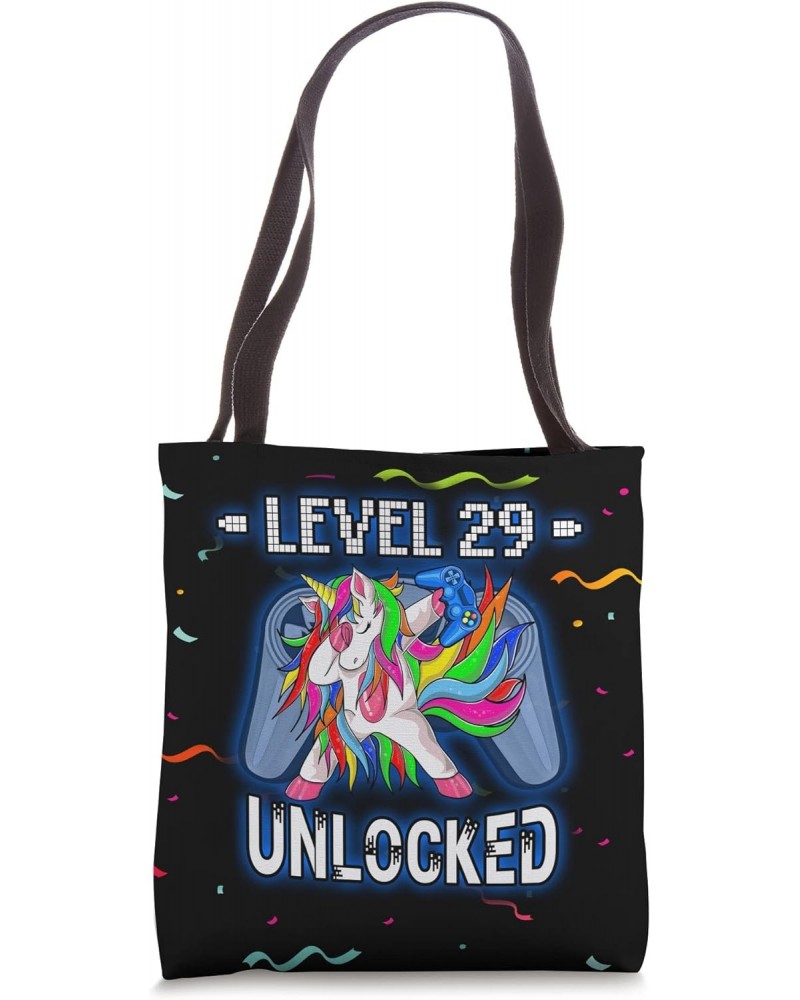 Level 29 Unlocked Funny Dabbing Unicorn Gamer 29th Birthday Tote Bag $10.76 Totes