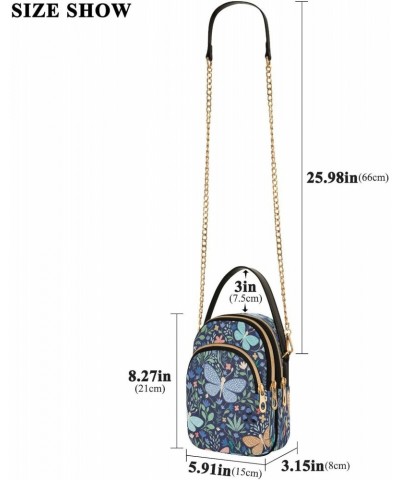 Blue Yellow Butterflies Flowers Crossbody Bags for Women,Phone Purses Traveling Shoulder Bags $9.45 Crossbody Bags