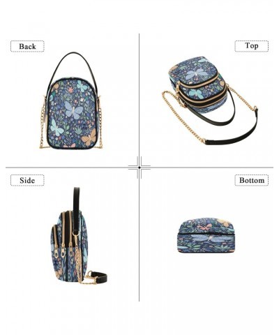 Blue Yellow Butterflies Flowers Crossbody Bags for Women,Phone Purses Traveling Shoulder Bags $9.45 Crossbody Bags