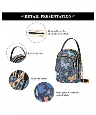 Blue Yellow Butterflies Flowers Crossbody Bags for Women,Phone Purses Traveling Shoulder Bags $9.45 Crossbody Bags