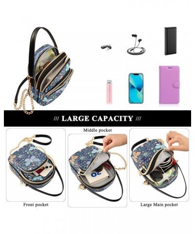 Blue Yellow Butterflies Flowers Crossbody Bags for Women,Phone Purses Traveling Shoulder Bags $9.45 Crossbody Bags