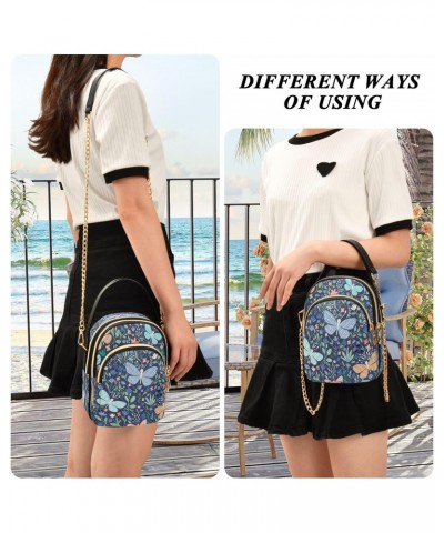 Blue Yellow Butterflies Flowers Crossbody Bags for Women,Phone Purses Traveling Shoulder Bags $9.45 Crossbody Bags