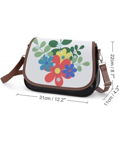 Printed Crossbody Bags Women City Leather Shoulder Bag Satchel Hobo Bags Trendy Colorful Butterfly Plant Color2 $22.50 Hobo Bags