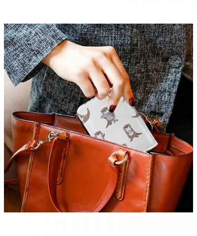 Sea Otters RFID Credit Card Holder Leather With Zipper Card Case Wallet for Women Girls $10.82 Wallets