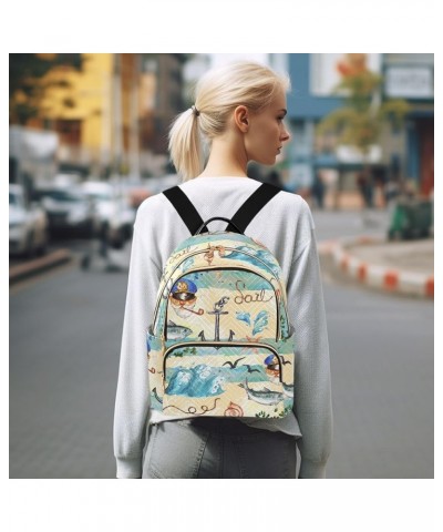 Nautical Backpack Purse for Women Small Mini Women's Fashion Backpack for Gifts Lady Women Holiday,S Medium $13.02 Backpacks