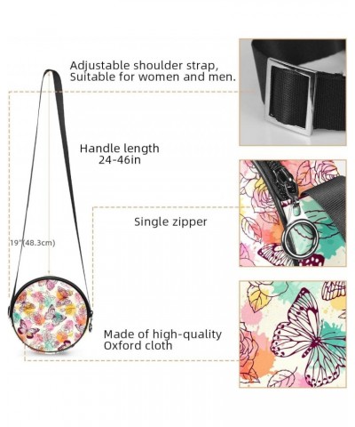 Butterfly Rose Crossbody Bag for Women Teen Girls Round Canvas Shoulder Bag Purse Tote Handbag Bag $9.03 Totes