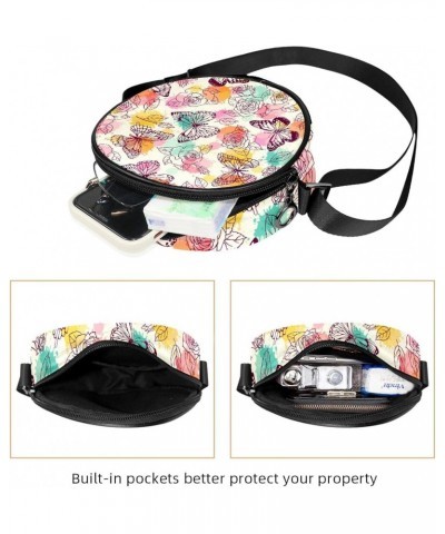 Butterfly Rose Crossbody Bag for Women Teen Girls Round Canvas Shoulder Bag Purse Tote Handbag Bag $9.03 Totes