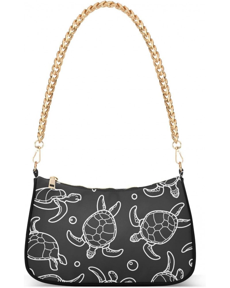 Turtles Shoulder Bag for Women Small Purse Chain Clutch Arm Purse with Chain Strap for Women Girlfriend $12.60 Shoulder Bags