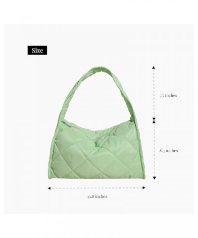 Quilted Puffer Tote Bag Chic Puffy Bag Women Aesthetic Puffer Shoulder Bag for Women Trendy Quilted Tote Bags (Light Green) K...