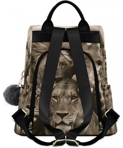 Valentine's Day Couples Backpack Purse for Women Rucksack Anti Theft Handbag with Pompom Travel Bag African Animals Photo $22...