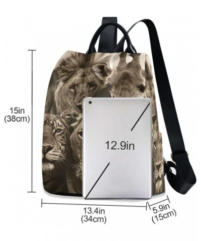 Valentine's Day Couples Backpack Purse for Women Rucksack Anti Theft Handbag with Pompom Travel Bag African Animals Photo $22...