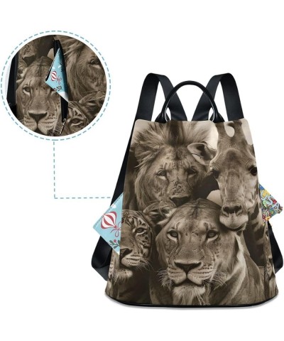 Valentine's Day Couples Backpack Purse for Women Rucksack Anti Theft Handbag with Pompom Travel Bag African Animals Photo $22...