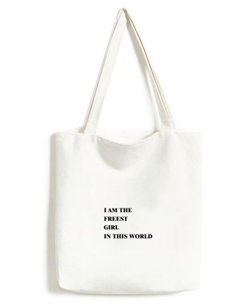 I Am The Freest Girl Tote Canvas Bag Shopping Satchel Casual Handbag $13.33 Totes