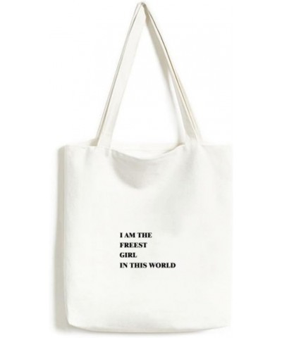 I Am The Freest Girl Tote Canvas Bag Shopping Satchel Casual Handbag $13.33 Totes